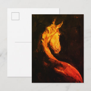 Cartão Postal Pintura a Óleo Cavalo Dourado – Animal Expressivo