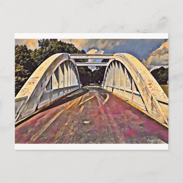 Cartão Postal Pintura a óleo da Rota 66 Kansas - Ponte Arco-íris (Frente)