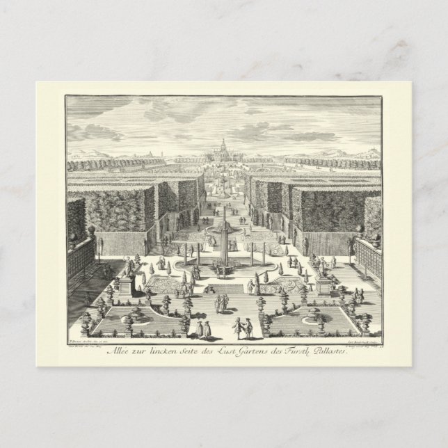 Cartão Postal Pintura a óleo de fontes no jardim de Versalhes (Frente)