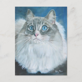 Cartão Postal Pintura a óleo de gato Ragdoll