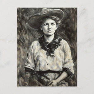 Cartão Postal pintura a óleo de vaqueira do século XIX arte ocid