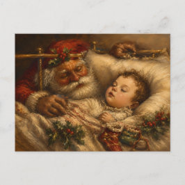 Cartão Postal Pintura a Óleo Natalícia Vintage de Papai Noel na