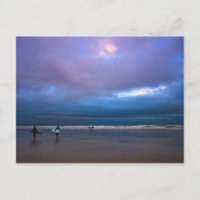 Pintura a óleo paisagem marinha de céu roxo escuro