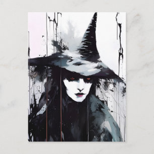 Cartão Postal Pintura a tinta preta de bruxa