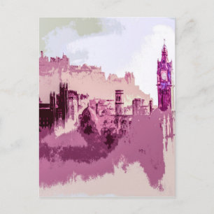 Cartão Postal Pintura Abstrata Edimburgo Capital da Escócia