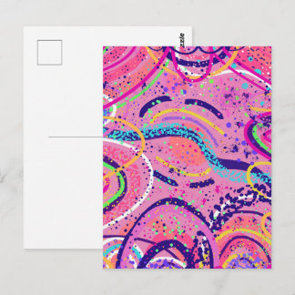 Cartão Postal Pintura Abstrata Estado de Fluxo Rosa
