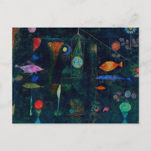Cartão Postal Pintura Abstrata Magia de Peixes de Paul Klee Arte