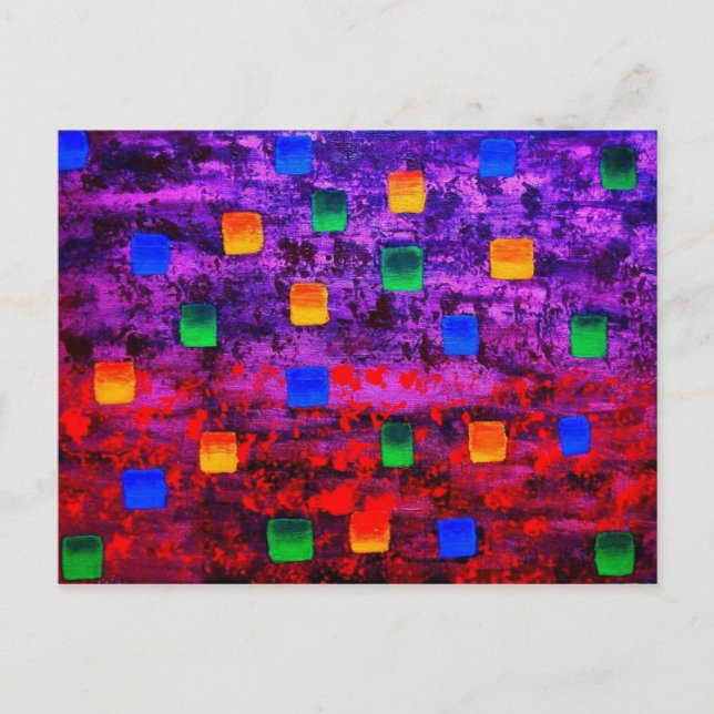 Cartão Postal Pintura acrílica colorida Abstrato moderna (Frente)