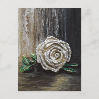 Cartão Postal Pintura Acrílica Rosa Branca