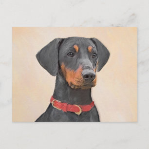 Cartão Postal Pintura Alemã Pinscher Pintura Original Arte Anima
