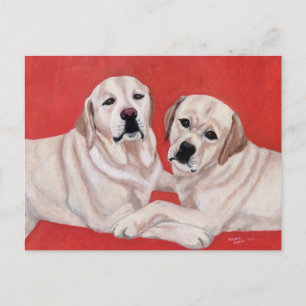 Cartão Postal Pintura amarela Labrador Duo