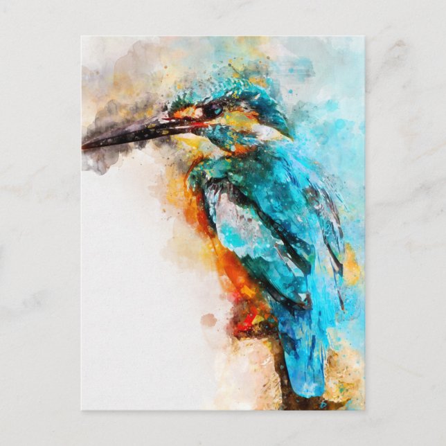 Cartão Postal pintura aquarela de peixe-rei comum (Frente)