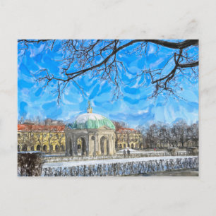 Cartão Postal Pintura aquosa de paisagem urbana de munich. hofga
