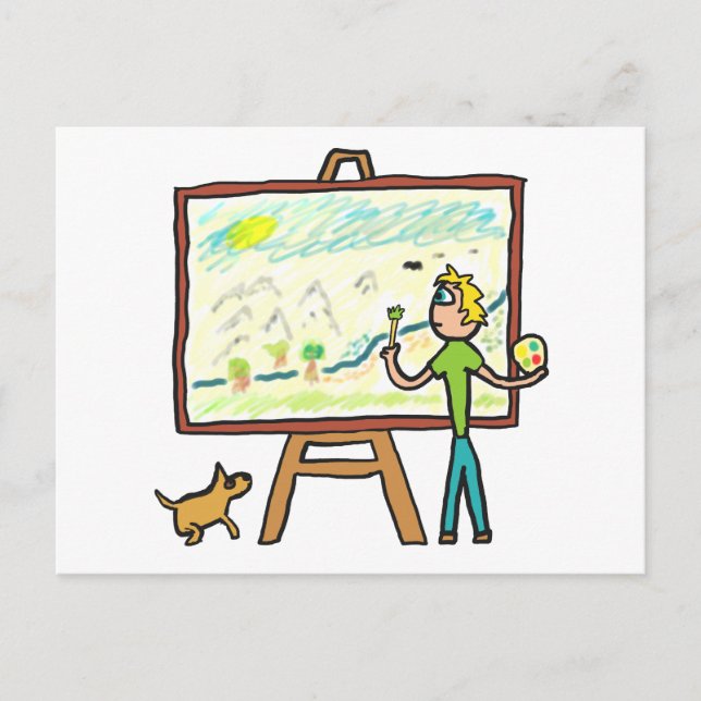 Cartão Postal Pintura Artista (Frente)
