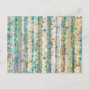 Cartão Postal Pintura Árvores Bétula Creme e Sage Abstrata