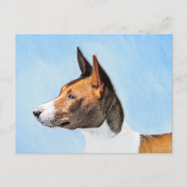 Cartão Postal Pintura Basenji - Arte Original Custa (Frente)