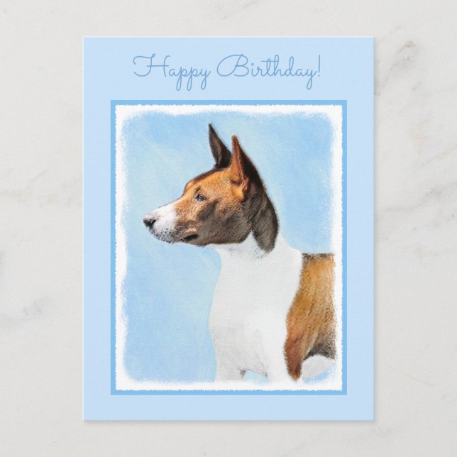 Cartão Postal Pintura Basenji - Arte Original Custa (Frente)