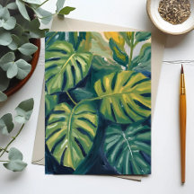 Pintura Botânica de Folhas de Monstera