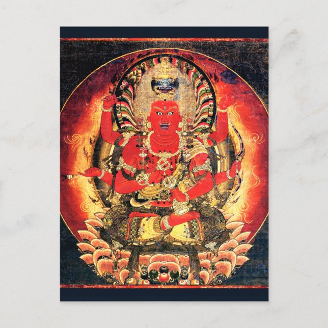 Cartão Postal Pintura Budista Aizen Myoo do século 14 (Frente)