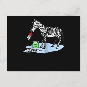 Cartão Postal Pintura Cartoon Zebra Engraçado