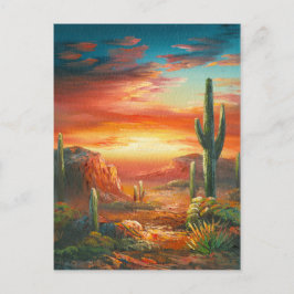 Cartão Postal Pintura Colorida De Uma Pintura Solar No Deserto