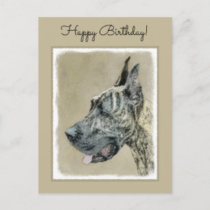 Cartão Postal Pintura com o Grande Dane (Brindle) - Arte Canina 