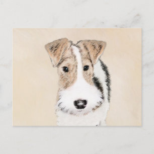Cartão Postal Pintura com terrier de Fox com fio - Arte canina o