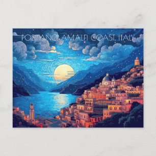 Cartão Postal Pintura costeira de Positano Amalfi, Itália, Viage