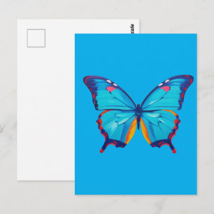 Cartão Postal Pintura da borboleta morpho azul (PERSONALIZAR)