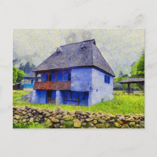 Cartão Postal Pintura da casa azul (Frente)