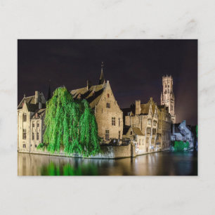 Cartão Postal Pintura da cidade antiga de Bruges e da torre de B