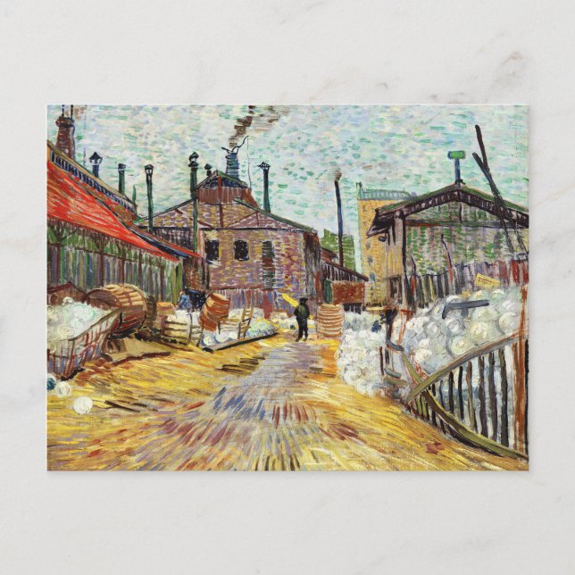 Cartão Postal Pintura da fábrica Van Gogh Arnieres (Frente)