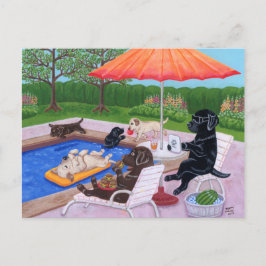 Cartão Postal Pintura da Festa na Piscina dos Labradores 2