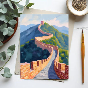 Cartão Postal Pintura da Grande Muralha da China