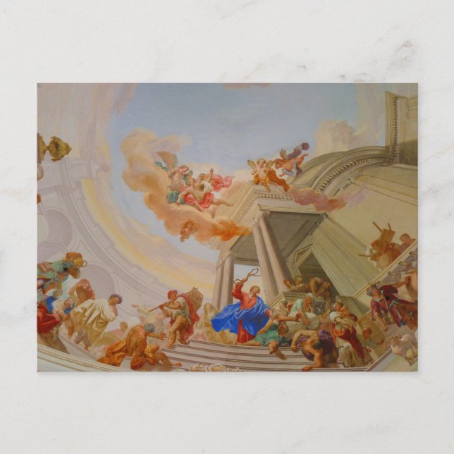 Cartão Postal pintura da igreja monastério abbey neresheim (Frente)