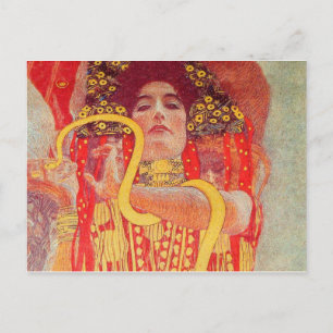 Cartão Postal Pintura da Mulher Vermelha com Cobra de Ouro de Gu