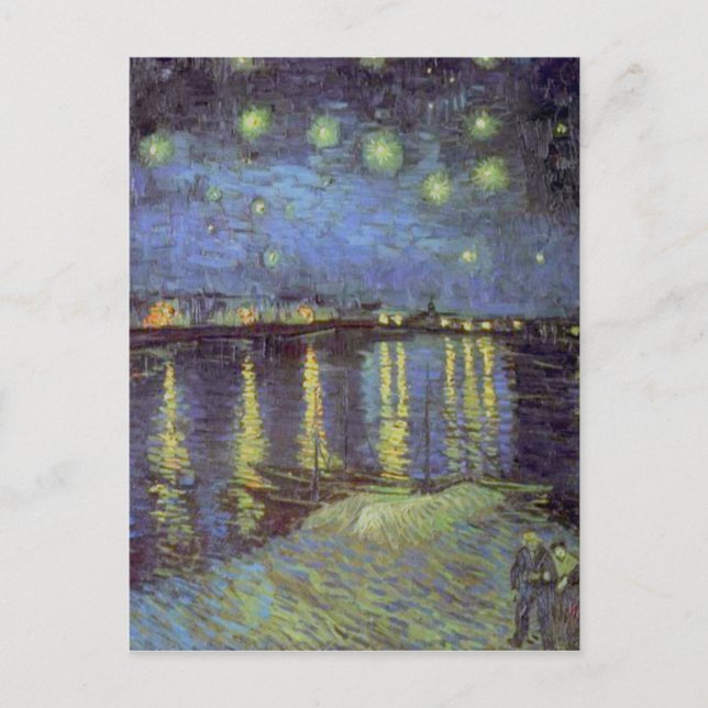 Cartão Postal Pintura da noite estrelado de Van Gogh (Frente)