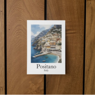 Cartão Postal Pintura da Paisagem de Positano Itália Linda