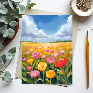 Cartão Postal Pintura da Paisagem do Campo de Flores