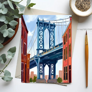 Cartão Postal Pintura da Ponte Manhattan Nova York