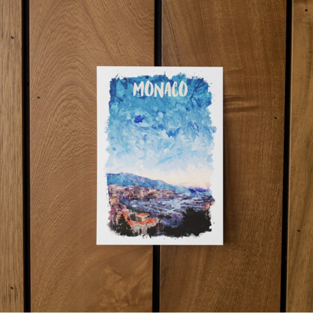 Cartão Postal Pintura da Riviera Francesa de Mônaco Coloração (monaco blue sky postcard)