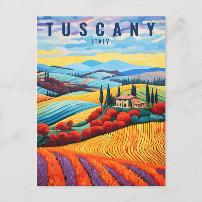 Cartão Postal Pintura da Toscana no Sunset | Itália Viagem | Art (Frente)