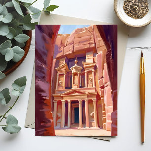 Cartão Postal Pintura da Viagem à Jordânia Petra
