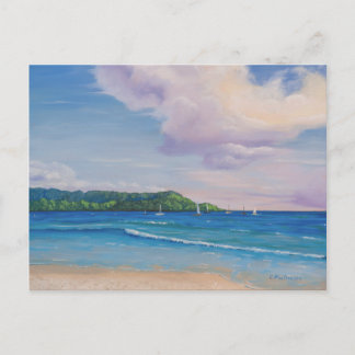 Cartão Postal Pintura das Ilhas Havaianas da Baía de Hanalei
