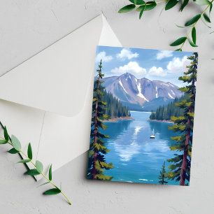 Cartão Postal Pintura das Montanhas do Lago Tahoe