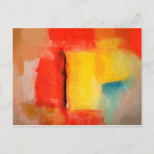 Cartão Postal Pintura de Abstrato Amarelo Vermelho Moderno