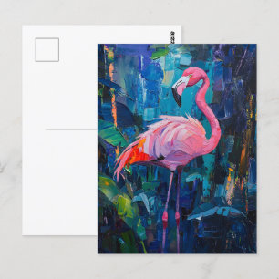 Cartão Postal Pintura de abstrato Flamingo