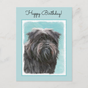 Cartão Postal Pintura de Affenpinscher - Arte Original de Cachor