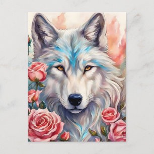 Cartão Postal pintura de animais selvagens de rosas rosa-cabeça-