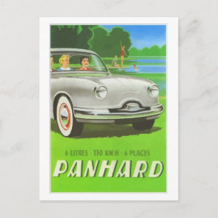 Cartão Postal Pintura de anúncio de carro clássico francês Panha